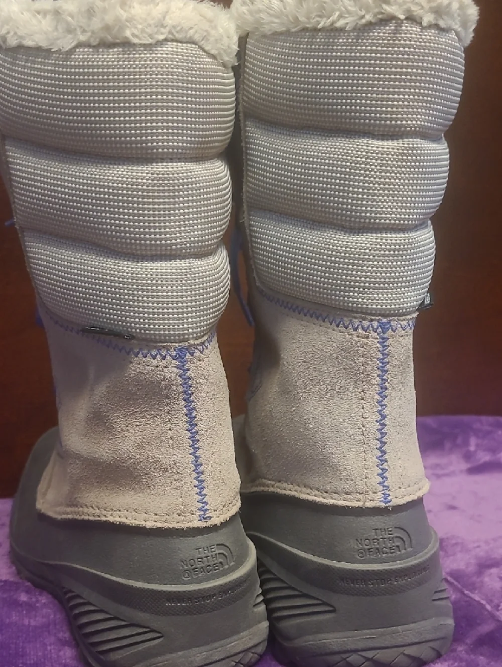 The North Face Kids Beige, Gray & Purple Winter Boots